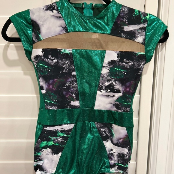 Green and Black Patterned Leotard / Dance Costume - Picture 1 of 5